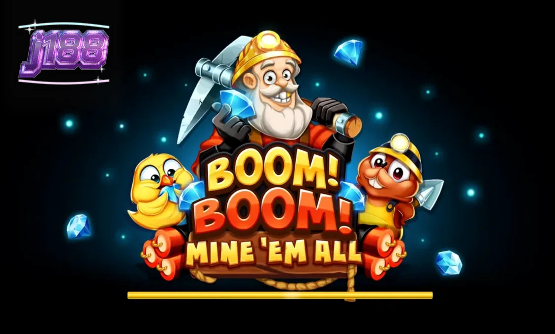 Giao diện trò chơi slot Boom! Boom! Mine ‘Em All với chủ đề hầm mỏ